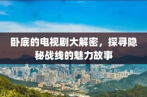 臥底的電視劇大解密，探尋隱秘戰(zhàn)線的魅力故事