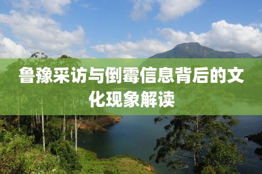 魯豫采訪與倒霉信息背后的文化現(xiàn)象解讀