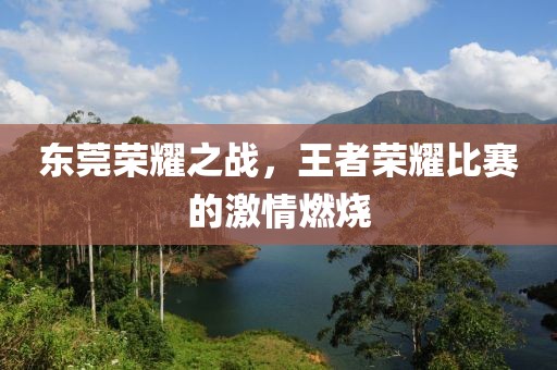 東莞榮耀之戰(zhàn)，王者榮耀比賽的激情燃燒