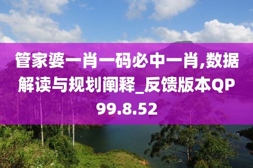 管家婆一肖一碼必中一肖,數(shù)據(jù)解讀與規(guī)劃闡釋_反饋版本QP99.8.52