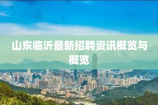 山東臨沂最新招聘資訊概覽與概覽
