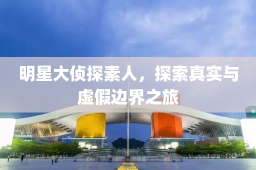 明星大偵探素人，探索真實(shí)與虛假邊界之旅