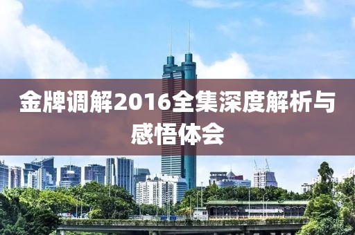金牌調(diào)解2016全集深度解析與感悟體會