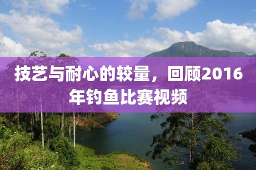 技藝與耐心的較量，回顧2016年釣魚(yú)比賽視頻