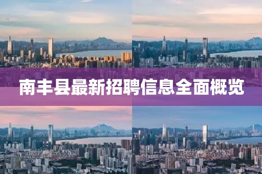 南豐縣最新招聘信息全面概覽