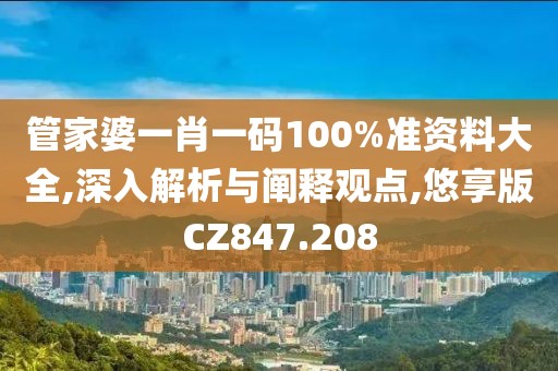 管家婆一肖一碼100%準(zhǔn)資料大全,深入解析與闡釋觀點(diǎn),悠享版CZ847.208