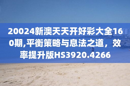 20024新澳天天開好彩大全160期,平衡策略與息法之道，效率提升版HS3920.4266