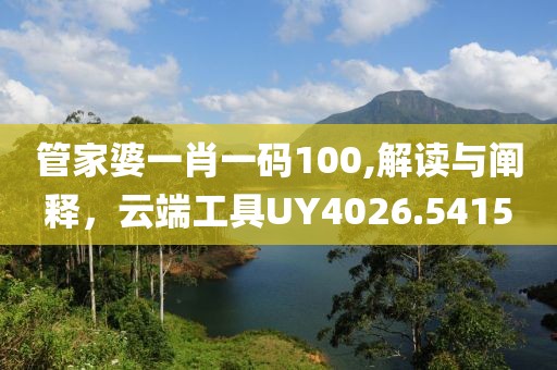 管家婆一肖一碼100,解讀與闡釋，云端工具UY4026.5415