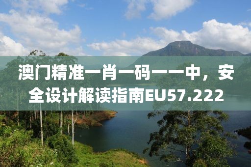 澳門(mén)精準(zhǔn)一肖一碼一一中，安全設(shè)計(jì)解讀指南EU57.222