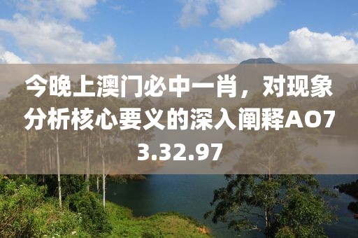 今晚上澳門必中一肖，對現(xiàn)象分析核心要義的深入闡釋AO73.32.97