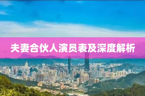 夫妻合伙人演員表及深度解析