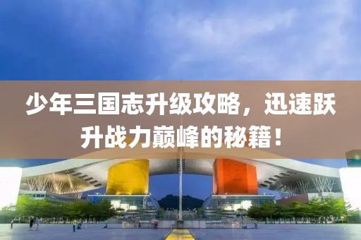 少年三國志升級(jí)攻略，迅速躍升戰(zhàn)力巔峰的秘籍！